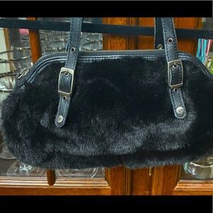 Roxy brand black furry hand bag